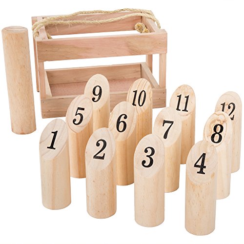 Hey! Play! Wooden Throwing Set, 12 Numbered Pins