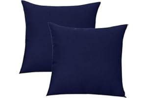 Augld 2Pack Outdoor/Indoor Throw Pillow Cover, Waterproof Solid Pillow Case Navy 20"x20"
