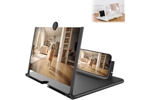 CRYMOY Screen Magnifier Version, 2026 New Mobile Phone 3D HD Magnifying Projector Screen Enlarger for Movies, Videos and Gaming, Foldable Holder Stand Compatible with All Phones (Black, 12 inch)