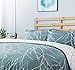 Bedsure Printed Duvet Cover Set Full/Queen Size Teal/White - Pattern Comforter Cover with Zipper Closure 3 Pieces (1 Duvet Cover + 2 Pillow Shams, 86x96 inches)