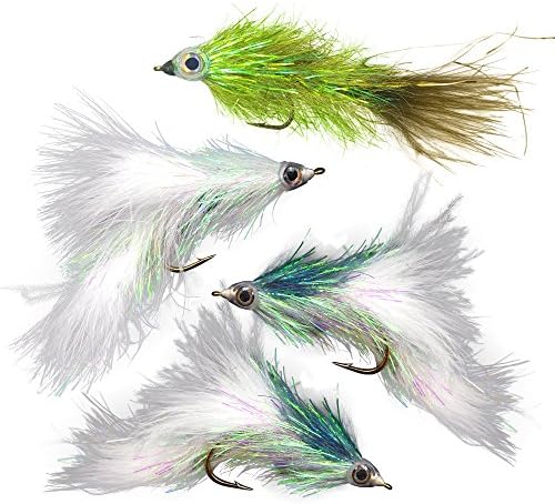 The Fly Crate Shumaker's Shimmering Minnow Articulated Streamer Assortment | Size 2 Fly Fishing for Trout Bass Pike | 4 Flies (Natural Shade)