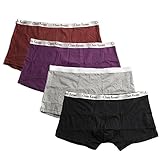 Men's Boxer Briefs - 4 Pure Color Pack Soft Cotton Underwear