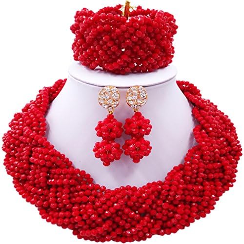 laanc Nigerian Wedding Custom Necklace Earrings Bracelet African Jewelery Bride Jewelry Set