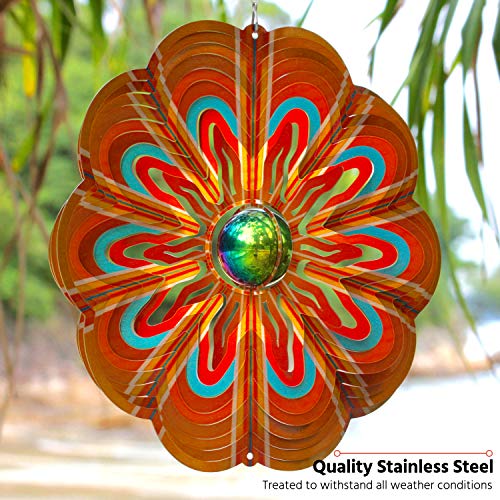 Art Jardin Wind Spinners Outdoor Metal Garden Wind Spinner 12 Inch SS