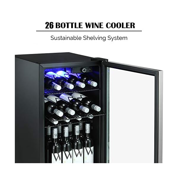 Antarctic-Star-26-Bottle-Wine-CoolerCabinet-Beverage-Refigerator-Mini-Fridge-Small-Wine-Cellar-Soda-Beer-Counter-Top-Bar-Quiet-Operation-Compressor-Freestanding-Clear-Glass-Door-for-OfficeDorm