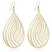 DMI Fashion Jewelry Filigree Cutout Teardrop Shape Lightweight Dangle Earrings Gold Tone
