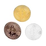 OutTop 3 Pcs Art Gold Plated Bitcoin Collection Coin Home Room Office Decoration (A)