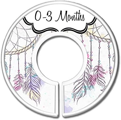 CarrieDee Handcrafted Baby Clothes Size Dividers, Girls Dreamcatcher Nursery Closet Organizers, Baby Girl Boho Dreamcatchers Nursery Decor (Set of 11 (Newborn - 5T))