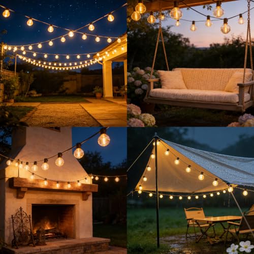 Outdoor Light Chain 30 m, Waterproof Outdoor Garden Lights, LED Light Bulbs Outdoor Garden Dimmable with Remote Control, Outdoor String Lights for Decorative Festivals, Weddings, Terraces