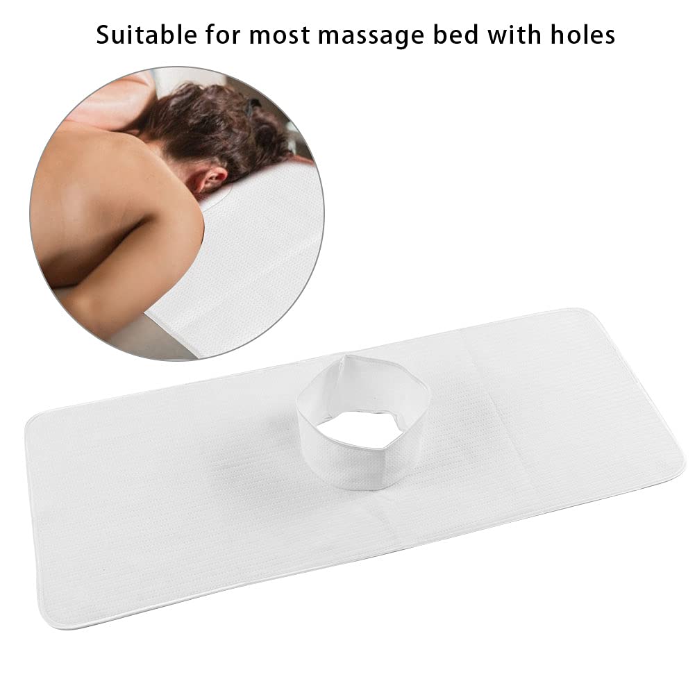 Massage Bed Sheets 35 x 90cm, Reusable Cotton SPA Couch Cover with Face Hole for Beauty Salon Steam Massage Towel Washable Bed Protector for Skin Care (White)