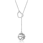 925 Sterling Silver Volleyball Softball Baseball Necklace Pendant Heart Jewelry Gifts for Women Player Lover