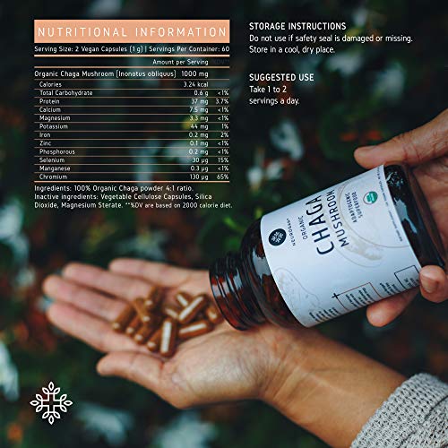image for Neurogan Chaga Mushroom Capsules (120 Capsules) - 1000mg Wild Harveste