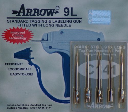 2 Arrow 9L STANDARD LONG NECK Tag Gun + 5 Spare Needles Combo Price Label Clothing Tagging Attacher with High Quality Steel Needles