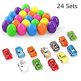 Theefun 24 Pcs Easter Eggs Filled with Popular Mini Toy Cars Pull back vehicle
