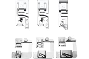 WJAJOY 6 Pcs Rolled Hem Presser Foot - Hemming Foot Kit for Compatible with Singer, Brother, Babylock, Euro-Pro, Janome and More
