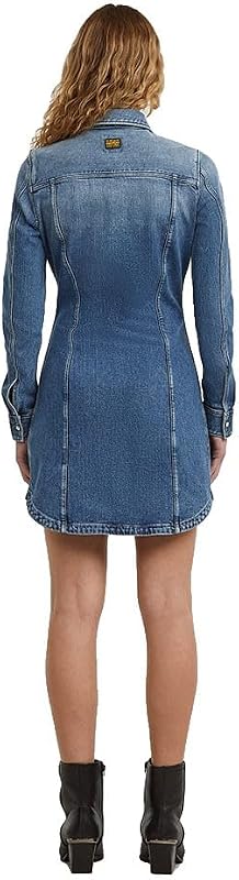 Pitched Hem Shirt Dress LS Wmn Abito Casual, Blu (Faded Cliffside Blue D27935-e205-g326), XXL Donna