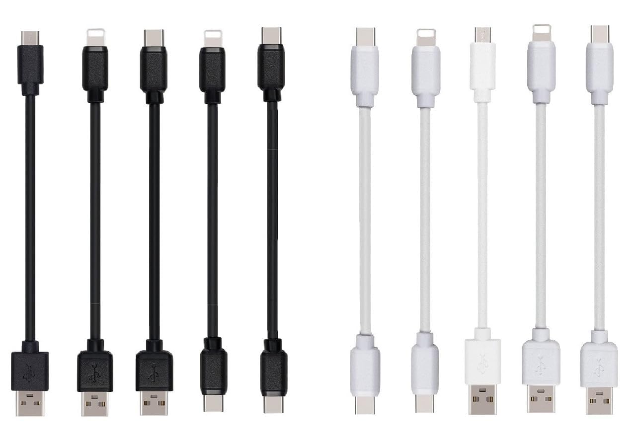 Photo 1 of JuSoFU 10-Pack Multi Short USB Cables & TypeC-C Cables for Charging Stations Compatible/w iPhone16 &15, iPhone5-14/ iPads/iPad mini/iPad Pros/Samsung Moblies & Tablets/Pixel & Nexus/HTC/Sony(Black)