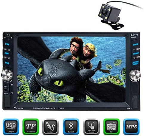 CARED 6.6 inch touch screen Car stereo MP5 player,universal Double Din,Bluetooth Car audio receiver,Steering Wheel Control ,Rear View Camera,MP3 USB/SD/AUX in,DVR input,wireless Remote