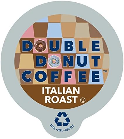 Double Donut Coffee Pods, Italian Roast, Fresh Dark Roast Coffee in Single-Serve Capsules for Keurig K Cups Coffee Machines, 24 Count