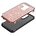 BENTOBEN Nexus 5X Case, LG Nexus 5X Case, Shockproof 2 in 1 Luxury Glitter Bling Hybrid Slim Hard Covers Sparkly Shiny Faux Leather Chrome Protective Case for LG Google Nexus 5X (2015), Rose Gold