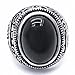 Retro Black Onyx Rings for Men Women, Oval Black Stone Ring Stainless Steel Vintage Mens Jewelry, Size 8-15
