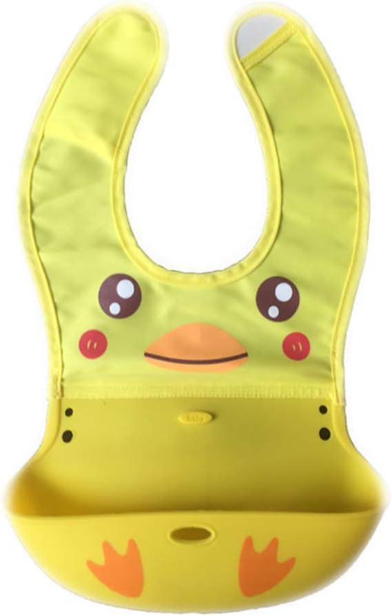 Manyo Bavoir Bebe Silicone Souple Bavoir Recuperateur Bebe Bavoir Silicone Enfant Grande Poche Leger Impermeable Sac De Rangement Caneton Le Repas De Bebe Bavoirs