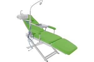 BLISIOUR Folding Dental Chair with LED lamp & Tray & Waste Basin, Portable Adjustable Dental Treatment Chair with Stainless Steel Frame for Clinics, Hospitals, Beauty Salons, Home (Green)