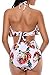 Heat Move Women Retro Flounce High Waisted Bikini Halter Neck Two Piece Swimsuit (Floral, Large)