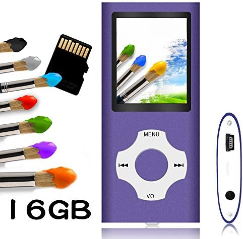 Tomameri - MP3 / MP4 Player with Rhombic Button, Portable Music and Video Player, Including a 16 GB Micro SD Card and Maximum support 32GB, Supporting Photo Viewer, Video and Voice Recorder - Purple