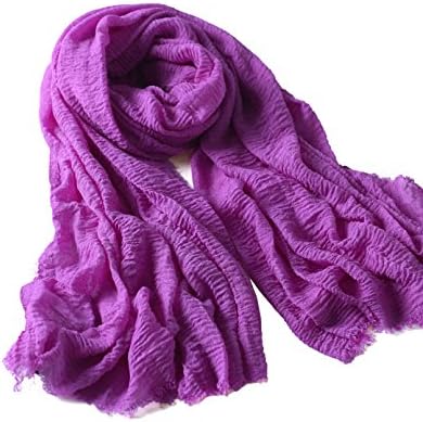 Faurn Crinkle Soft Light Blanket Oversized Scarf Shawl Wrap Hijab Purple
