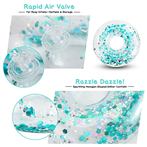 FUTUREPLUSX Inflatable Drink Holder, 12PCS Sparkling Confetti Drink Pool Floats Cup Holder Floats Inflatable Floating Coasters for Pool Party Water Fun Kids Bath Toys Shower