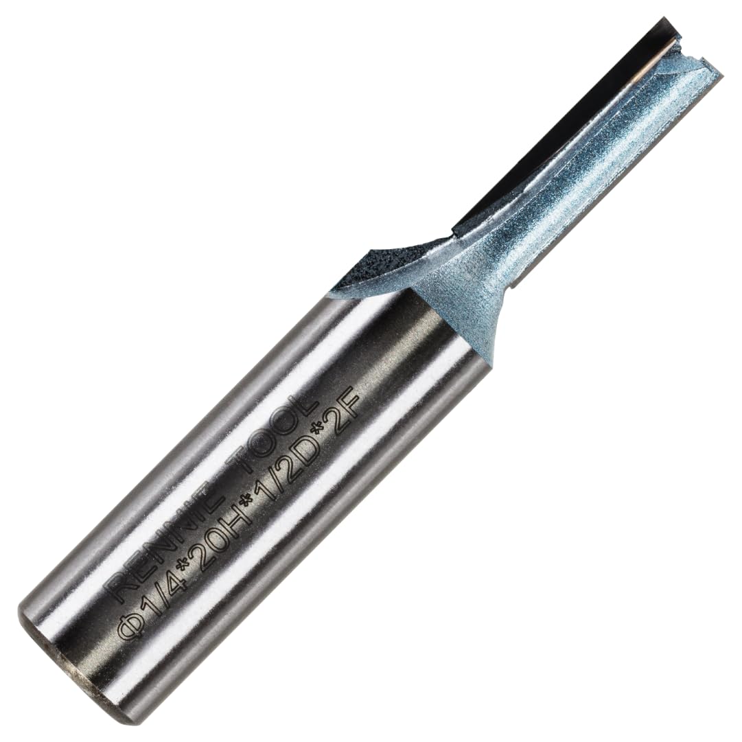 Rennie Tools - 6.35mm (1/4") Cutting Diameter x 20mm Flute x 1/2" Shank TCT Tipped 2 Flute Straight Router Cutter Bit. Compatible With Makita Trend Festool Hikoki Dewalt Router Etc. 6.35mm Router Bit