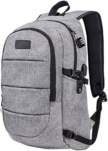 Laptop Backpack,Business Travel Laptop Backpack with USB Charging Port,Water Resistant High School Student Computer Bookbag Fits Under 17 Inch Laptop-Grey
