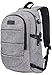 Laptop Backpack,Business Travel Laptop Backpack with USB Charging Port,Water Resistant High School Student Computer Bookbag Fits Under 17 Inch Laptop-Grey