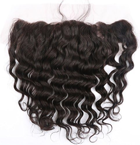 Brazilian Hair Deep Wave Lace Frontal Closure 13x4 Free Part with Baby Hair Bleached Knots Natural Color 16 Inch