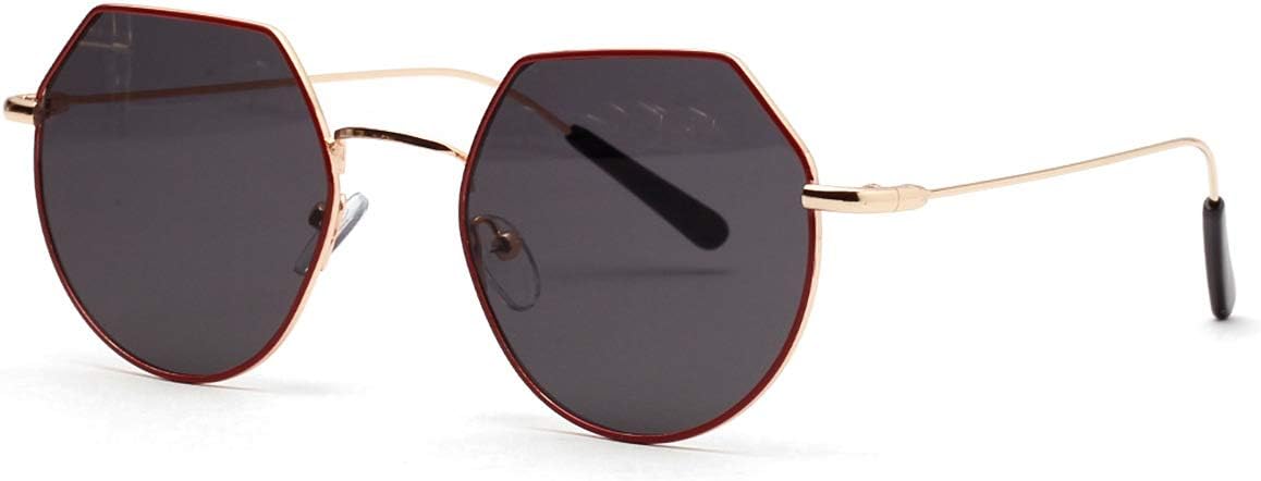 Amazon Vanessa Yo 1x 多角形の金属フレームサングラス男性の小さなフレーム細い脚レトロなメガネ女性の新しいサングラス Red Grey サングラス 車 バイク