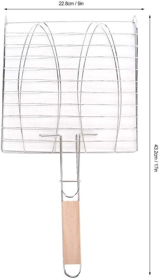 TOPINCN BBQ Grilling Basket Stainless Steel Non-Stick Portable Barbecue Net Heavy Duty Grill Mesh With Handle for Outdoor Camping - Image 3
