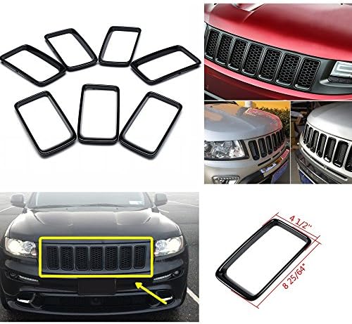 Bestong 7 Pcs New Front Grill Mesh Grille Insert Cover Vent Trim For Jeep Grand Cherokee 2014-2016 (Black)