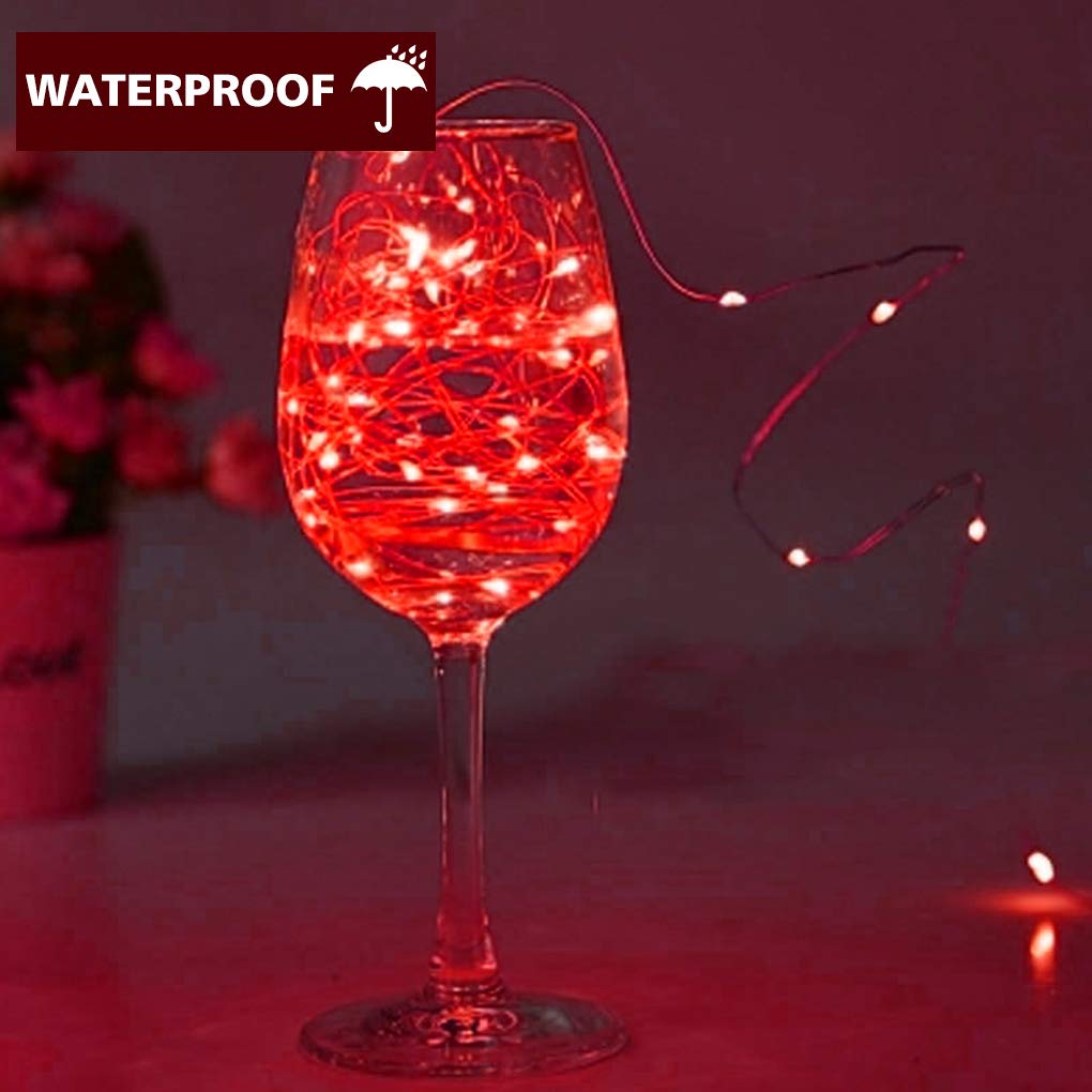Soiree Party Mariage Decor Jardin Pelouse Etanche Guirlande Lumineuse 10m 100 Leds Avec Telecommande Fil Cuivre 8 Mode Decoration Chambre Maison Romantique Fete Festival Noel Anniversaire Rouge Luminaires Interieur Eclairage Special