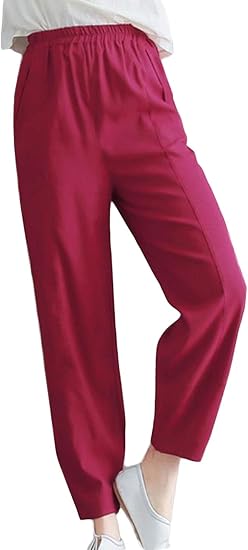 Amazon Bscool ロングパンツ レディース 麻 無地 テーパードパンツ 大きいサイズ リネン ボトムス 夏 通気 リネンパンツ カジュアル ロングパンツ 通販
