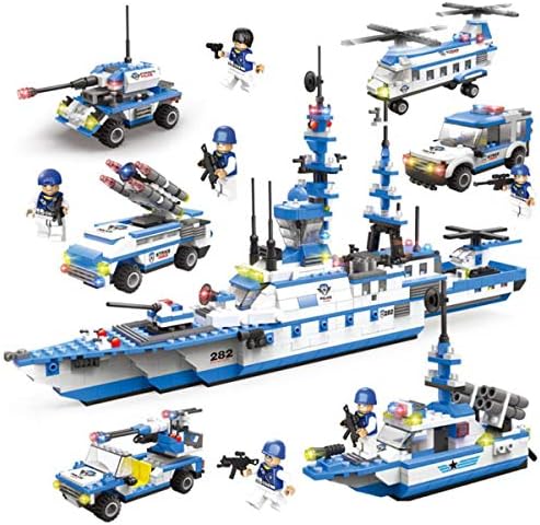 Compatible with LEGO Construction Games Aircraft Carrier Military Building Blocks Battleship Model Children's Puzzle DIY Small Particles Assembled Toy Boys Hobby Birthday Gifts 6+ [Energy Class A]