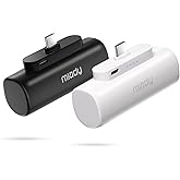 Miady 2-Pack 5000mAh Mini Portable Charger with Built-in Type C Connector, 5V 2.4A USB-C Output Fast Charging Small Power Bank, Compact Battery Pack Compatible with iPhone 17/16/15 Galaxy S24/S22 iPad
