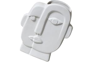 BETOOKY Decorative Home Vase Face-Shaped Vase with Ceramic Anti-Skid Bottom Beige for Living Room