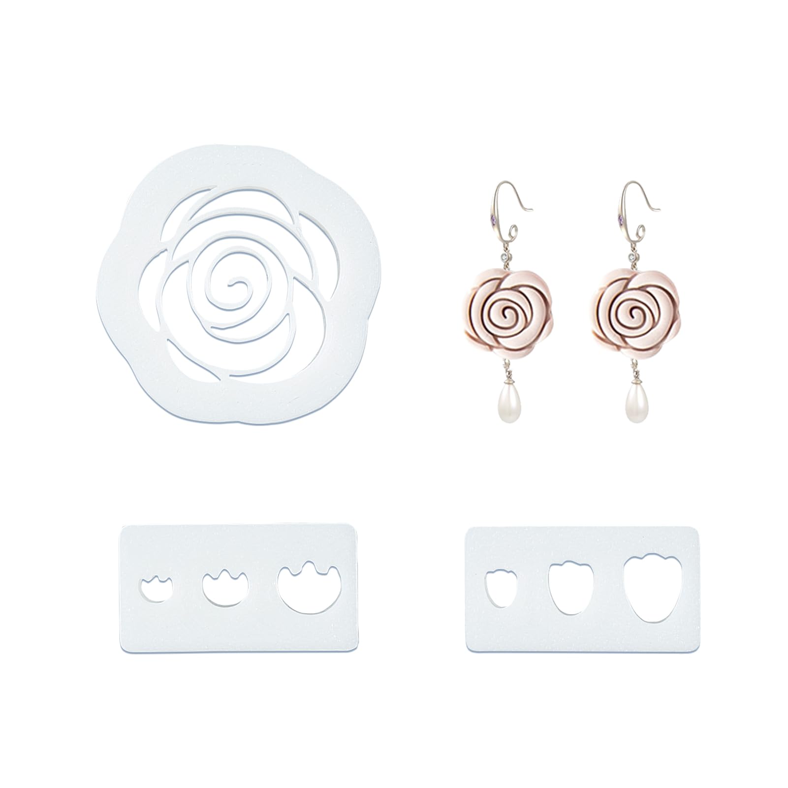 NICENEEDED 3 Pcs Flower Polymer Clay Cutters, Petals Clay Earring Cutters, Embossed Clay Molds for Polymer Clay Earrings Making 3D Clay Jewelry Cutters for Jewelry Making DIY Craft