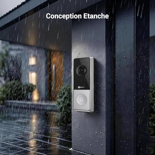 EZVIZ Wireless Doorbell Outdoor Waterproof with 3K 5MP Camera, 9,600 mAh Detachable Battery, Colour Night Vision, Human Detection, Two-Way Audio, WiFi 6, Easy Installation, CP8