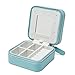 Vlando Small Travel Jewelry Box Organizer - Mirrored Jewelries Necklaces Rings Earrings Necklace Storage Case, Blue