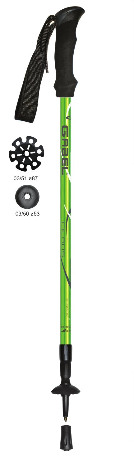Gabel Cilaos Lite, Unisex – Adult, Lime, Hiking Poles 64 – 144 cm