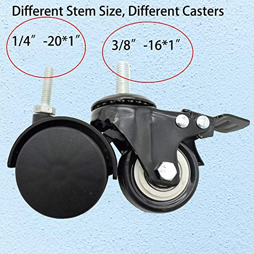 DICASAL 2" Shelving Caster, Swivel Stem Caster Wheel With 1/4" 20 x 1