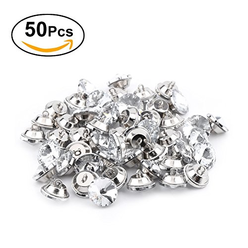Yosoo 50Pcs Rhinestone Crystal Buttons With Metal Loop Round Buttons For Sewing Sofa Upholstery Button DIY Crafts Decoration (Size:25mm)
