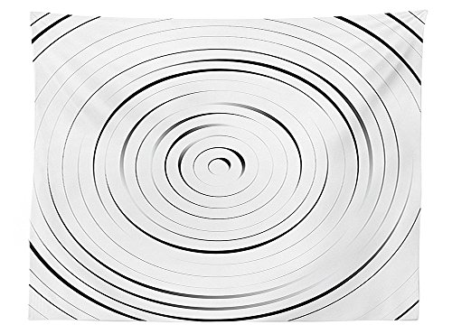 vipsung Spires Decor Tablecloth Rotary Spiral Ring Shaped Turning Simple Wheel Forms Modern Eddy Illustration Dining Room Kitchen Rectangular Table Cover Black White